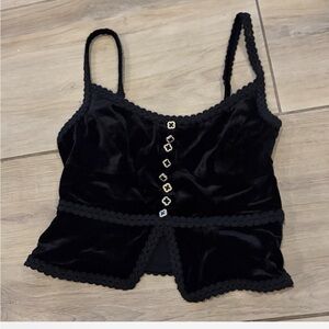 Reformation Minna Black Velvet  top